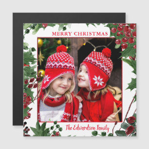 Rustic Merry Christmas photo magnetic card