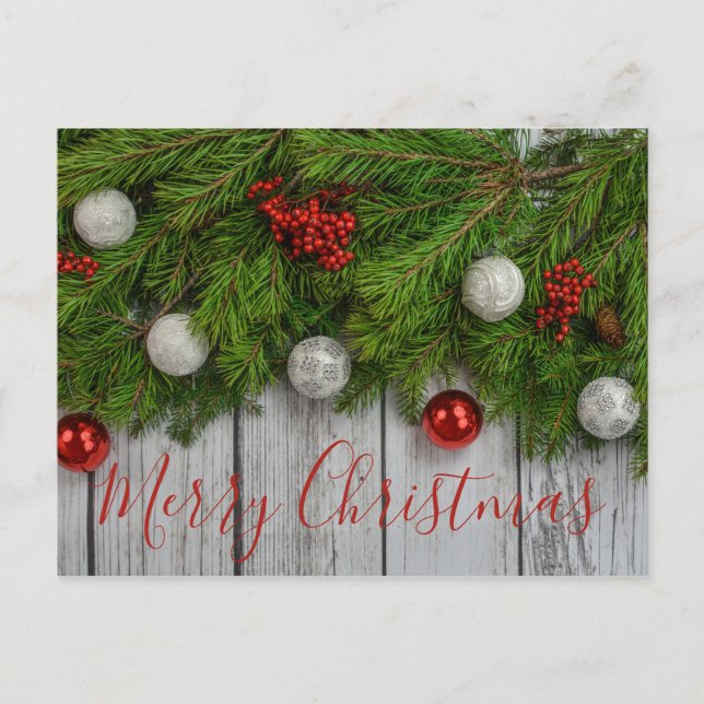 Rustic Merry Christmas Postcard Holiday (Front)