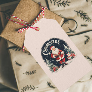 Rustic Merry Christmas & Santa Cause Gift Tags