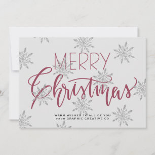 Rustic Merry Christmas script business corporate Holiday Card