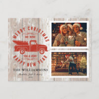 Rustic Merry Christmas Tree Wood Red Truck 2 Photo