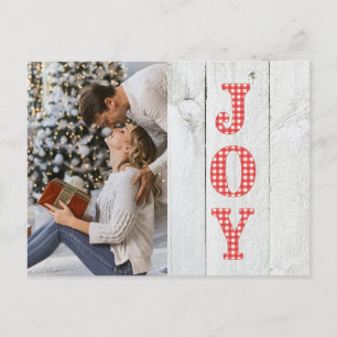Rustic Merry Christmas Typography Photo Holiday Postcard