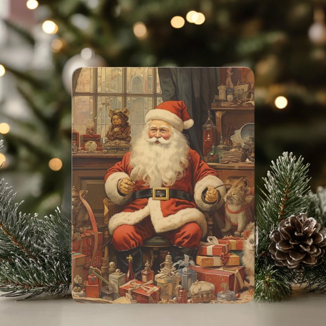 Rustic Merry Christmas With Santa Clause Holiday Card (Creator Uploaded)