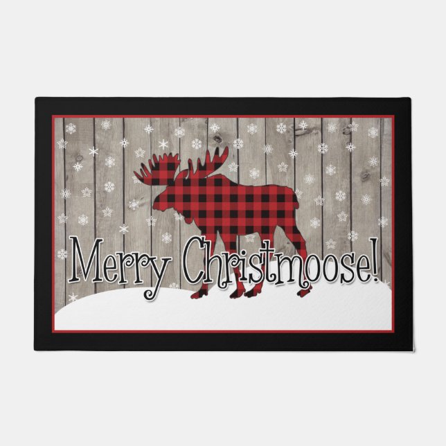 Rustic Merry Christmoose! Door Mat (Front)