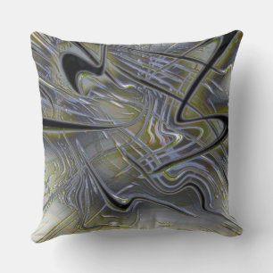 Rustic messy traces on a soft yellowish green grey throw pillow
