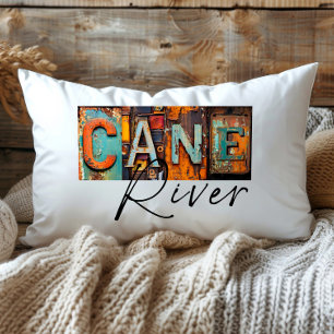 Rustic Metal Cane River Louisiana State Lumbar Pi Lumbar Pillow