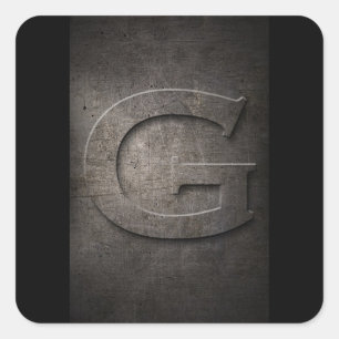Rustic Metal G Monogram Square Sticker
