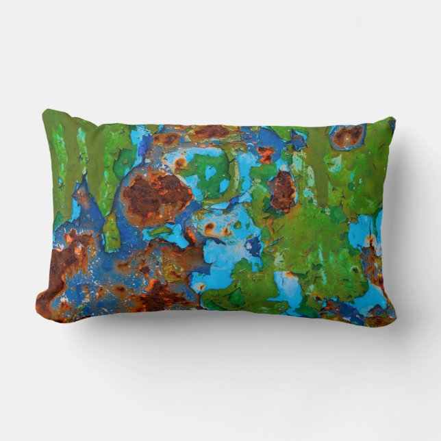 Rustic Metal Peeling Paint Grunge Vintage Lumbar Pillow (Front)