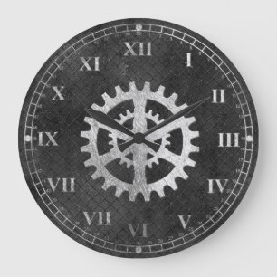 Rustic Metallic Looking Gears Wall Clock