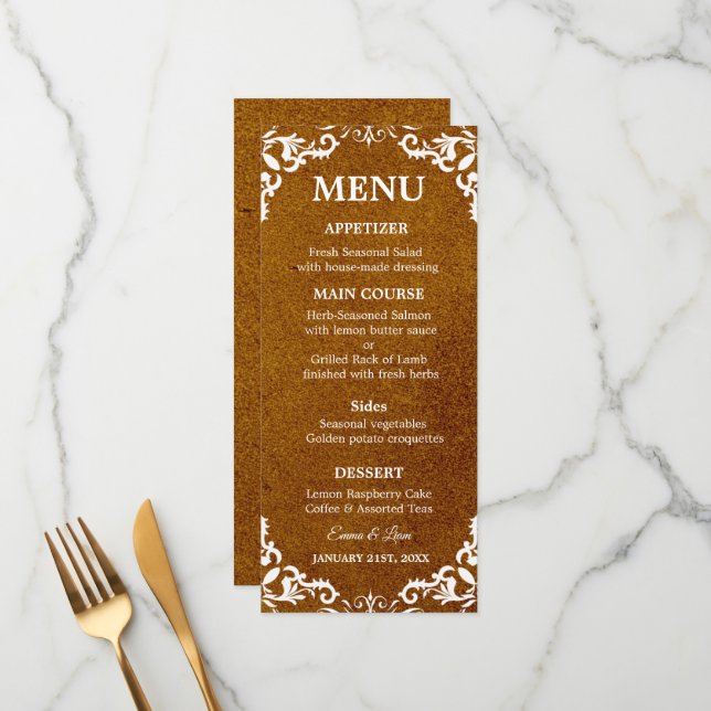 Rustic Mexican Wedding Menu Card (Front/Back In Situ)