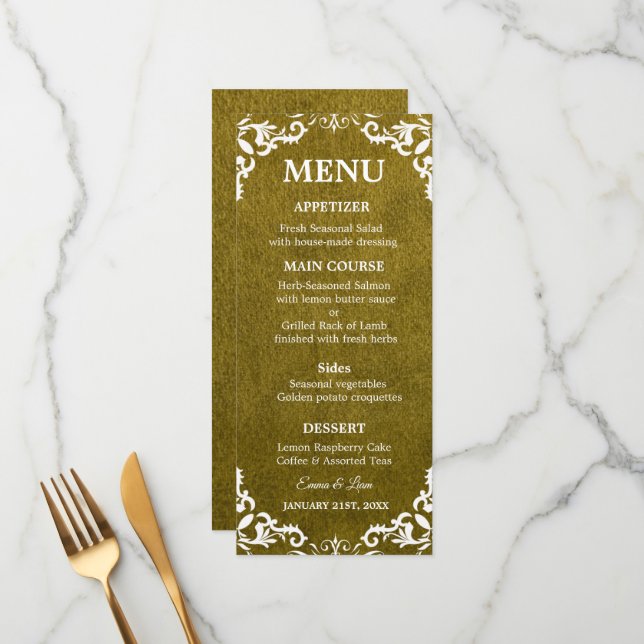 Rustic Mexican Wedding Menu Card (Front/Back In Situ)