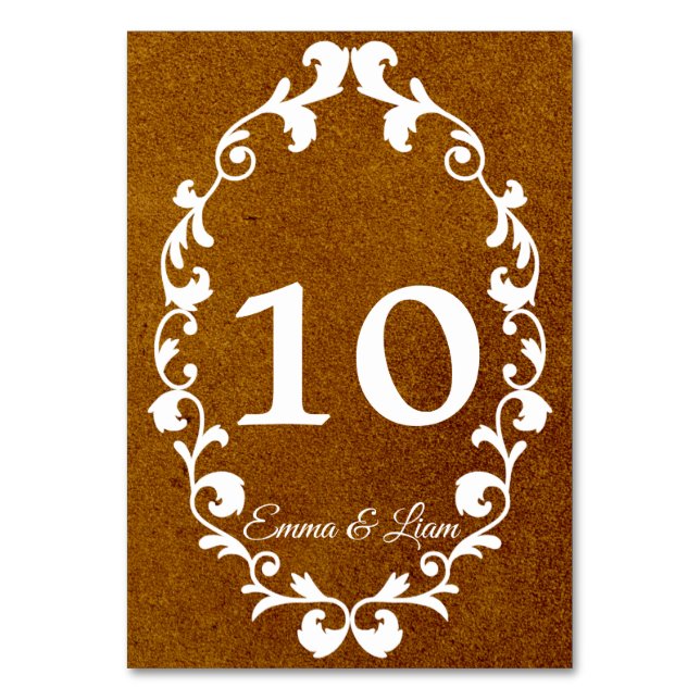 Rustic Mexican Wedding Table Number Card (Front)