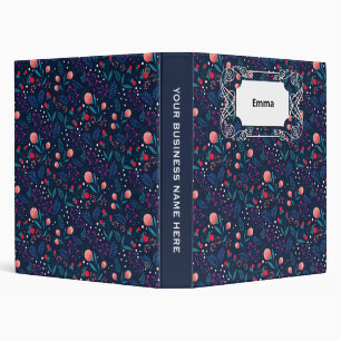 Rustic Midnight Blue Spring Flowers Garden Binder
