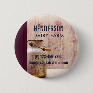 Rustic Milk Can Country Style on Wood Business 2 Inch Round Button