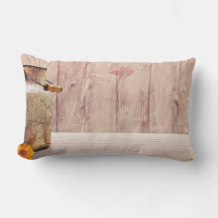 Rustic Milk Can Country Style on Wood Lumbar Pillow