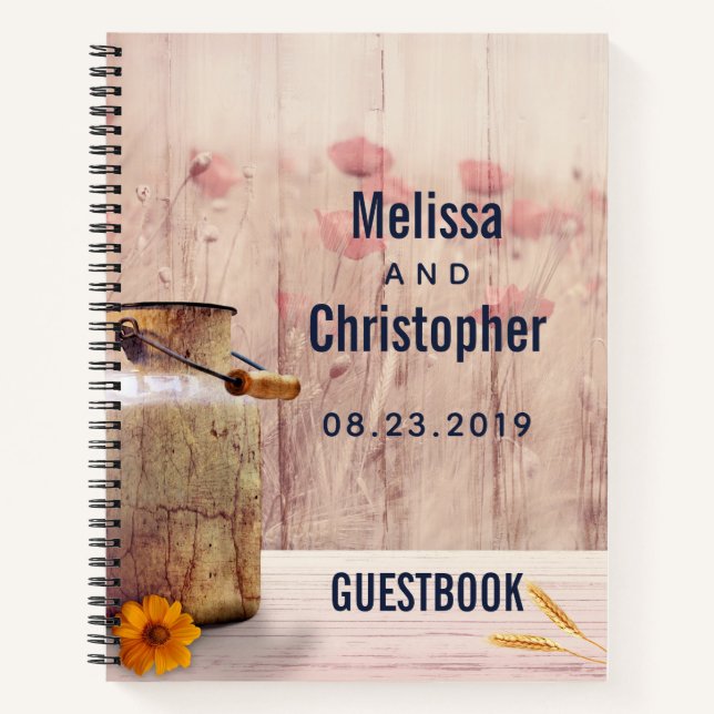 Rustic Milk Can Country Wedding Guestbook Notebook (Front)