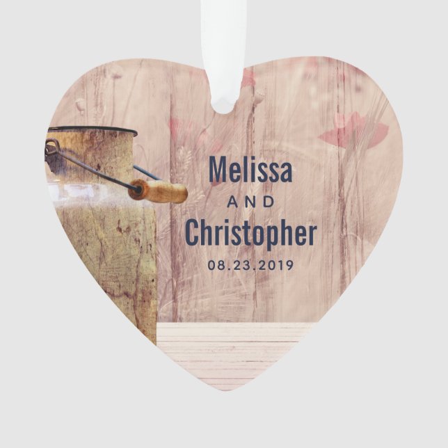 Rustic Milk Can Country Wedding Ornament (Front)
