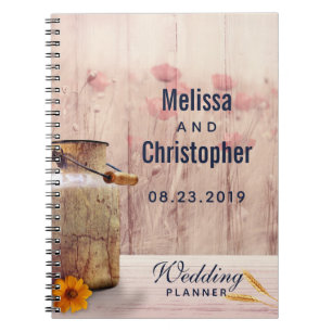 Rustic Milk Can Country Wedding Planner Notebook