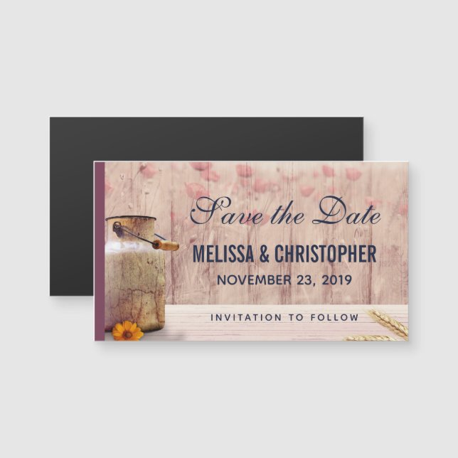 Rustic Milk Can Country Wedding Save the Date (Front/Back)