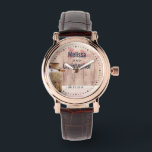 Rustic Milk Can Country Wedding Watch<br><div class="desc">Commemorative wedding watch with a rustic country theme. An old rusting milk can with a pretty orange flower by its side.  Wheat and faded red poppies in the background set against a faint wood panel. Personalize with the wedding couple's names and wedding date.</div>