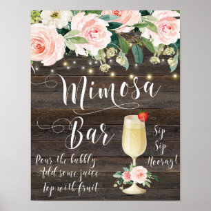 Rustic Mimosa Bar Wedding Sign blush Pink
