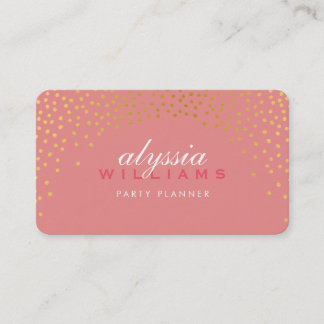 RUSTIC MINI CONFETTI cute gold foil stylish coral Business Card