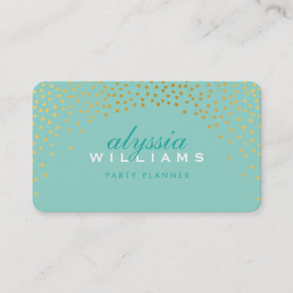 RUSTIC MINI CONFETTI cute gold foil stylish mint Business Card