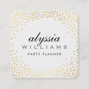 RUSTIC MINI CONFETTI cute luxe halo gold foil spot Square Business Card