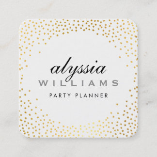 RUSTIC MINI CONFETTI cute luxe halo gold foil spot Square Business Card