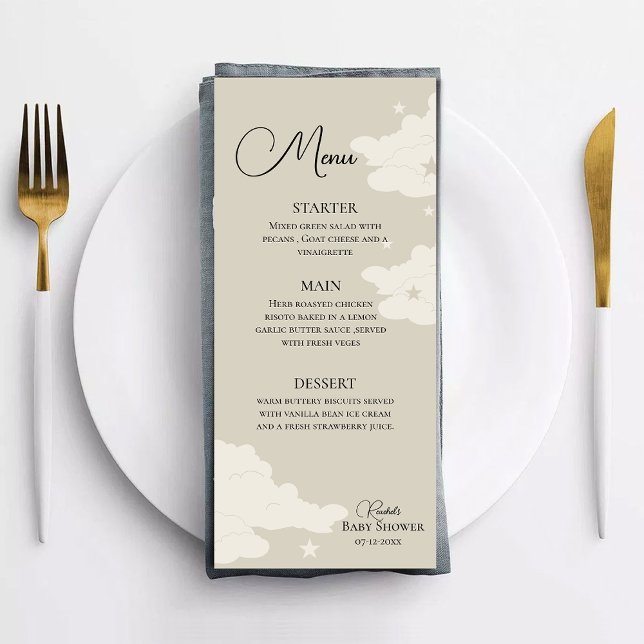 Rustic minimal Baby Shower Menu (Creator Uploaded)