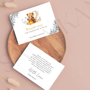 Rustic Minimal bear honey 2nd birthday thankyou Thank You Card