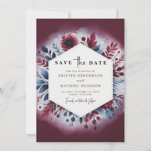 Rustic Minimal Burgundy Wedding Save The Date