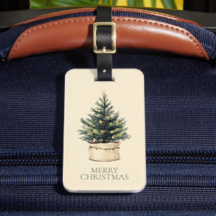 Rustic Minimal Christmas Tree Luggage Tag