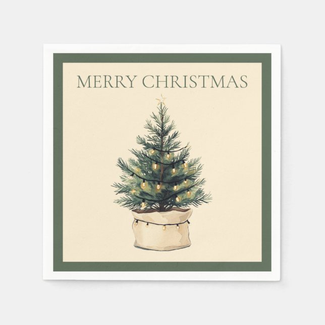Rustic Minimal Christmas Tree Napkin (Front)