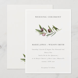 Rustic Minimal Olive Branch Foliage Wedding Invite