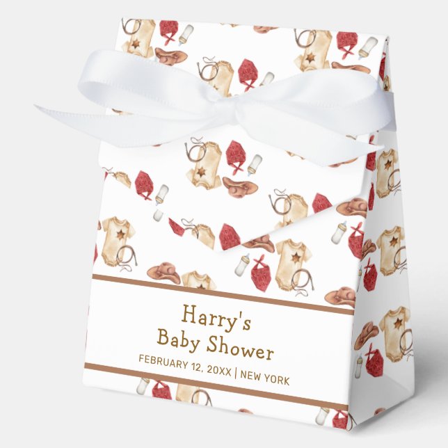 Rustic Minimalist Boho Western Cowboy Baby Shower  Favor Box (Front)