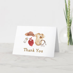 Rustic Minimalist Boho Western Cowboy Baby Shower Thank You Card