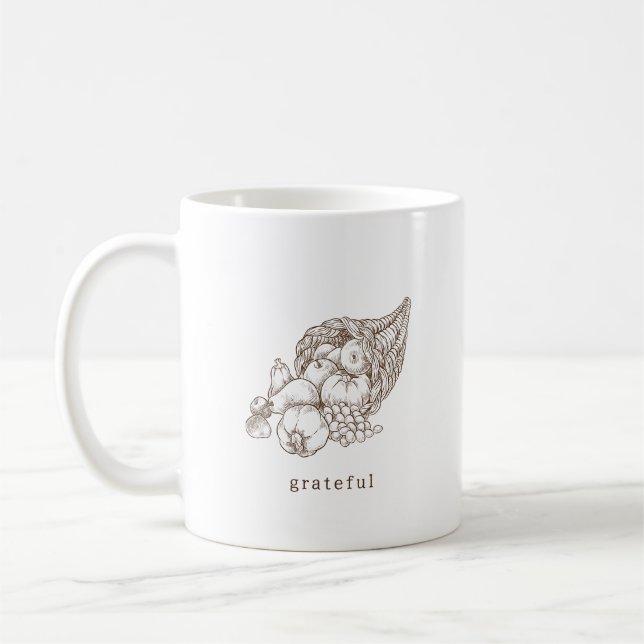 Rustic Minimalist Brown Fall Thanksgiving  Coffee Mug (Left)