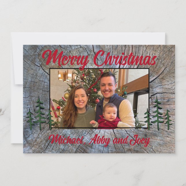 Rustic minimalist classic customizable holiday card (Front)