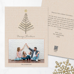 Rustic Minimalist Custom Family Photo Christmas Holiday Card