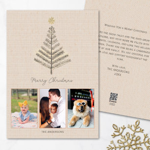 Rustic Minimalist Custom Photo Collage Christmas Holiday Card
