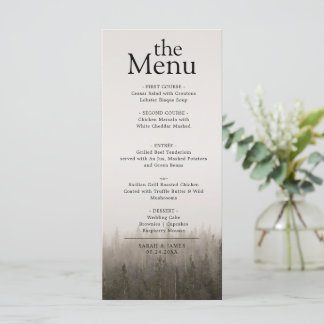 Rustic Minimalist Forest Misty Landscape Dinner Menu