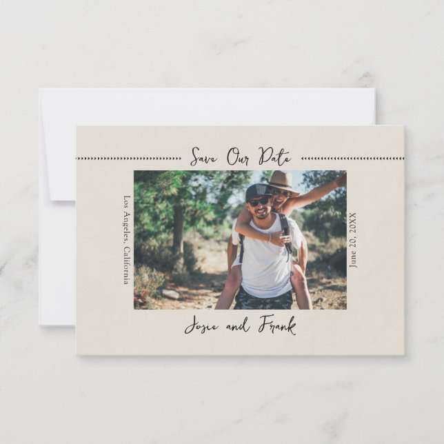 Rustic Minimalist Photo Save the Date Postcard (Front)