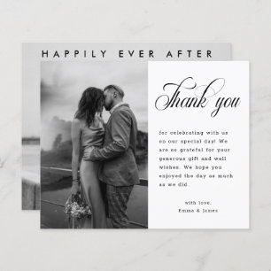 Rustic Minimalist Script Wedding Photo Thank You