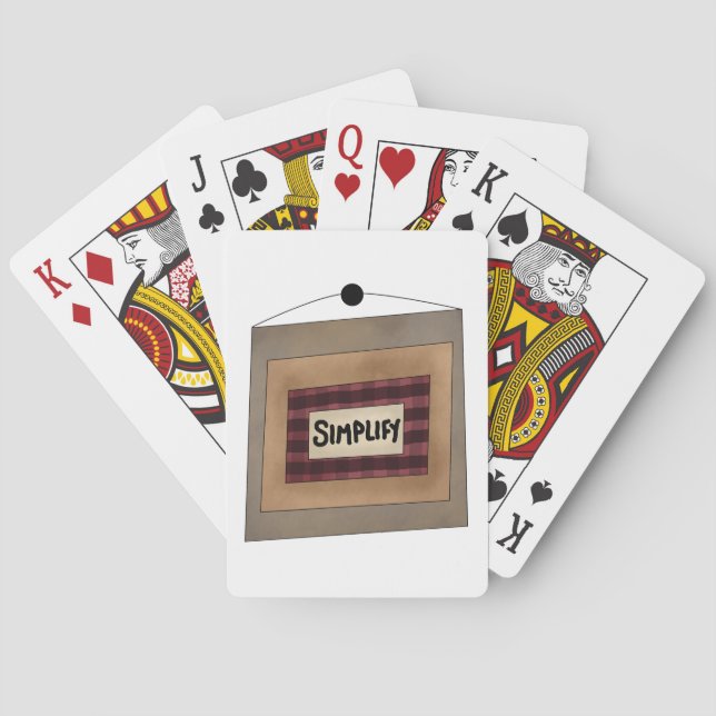 Rustic Minimalist Simplify Word Art Sign Playing Cards (Back)