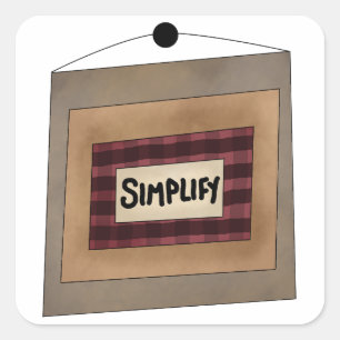 Rustic Minimalist Simplify Word Art Sign Square Sticker