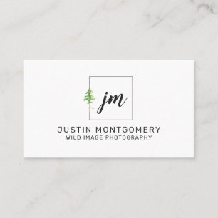 Rustic Minimalist Watercolor Pines Business Business Card