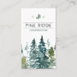 Rustic Minimalist Watercolor Pines Business Card