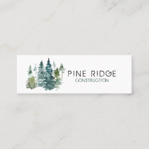 Rustic Minimalist Watercolor Pines Mini Mini Business Card