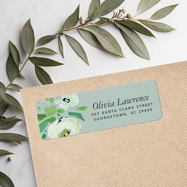 Rustic Mint Abstract Floral Return Address Labels (Creator Uploaded)